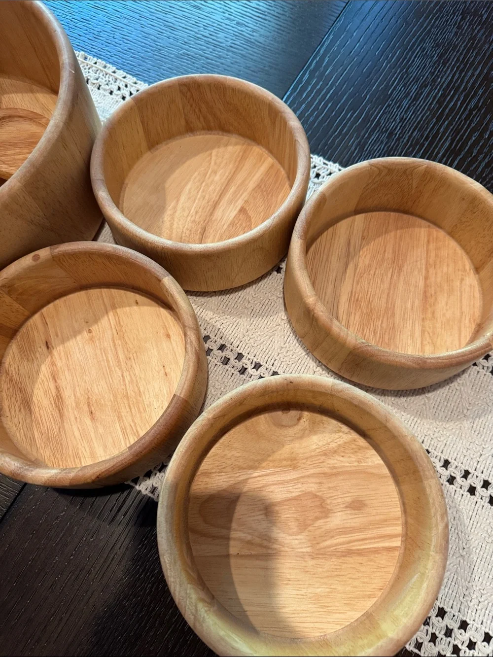 Wooden Salad Bowl Set with Servers - Natural Wood